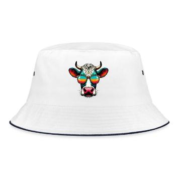 Kuh - Bucket Hat - Weiß/Navy - Vorne