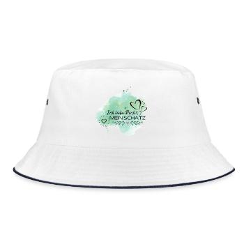 Ich liebe Dich - Bucket Hat - Weiß/Navy - Vorne