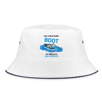 Boat Lake Sayings Baltic Sea GDR North Sea Motorboat - Bucket Hat - white/navy - Front