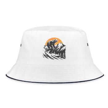 Snowboarder Drawing - Bucket Hat - white/navy - Front