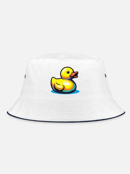 Ente Ente Ente Ente Ente - Bucket Hat - Weiß/Navy - Vorne
