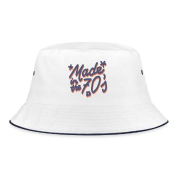 Made in the 70’s – Retro Groove Style - Bucket Hat - Weiß/Navy - Vorne