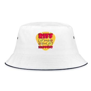 Riff Happens - Funny Comic-Style Guitars - Bucket Hat - white/navy - Front