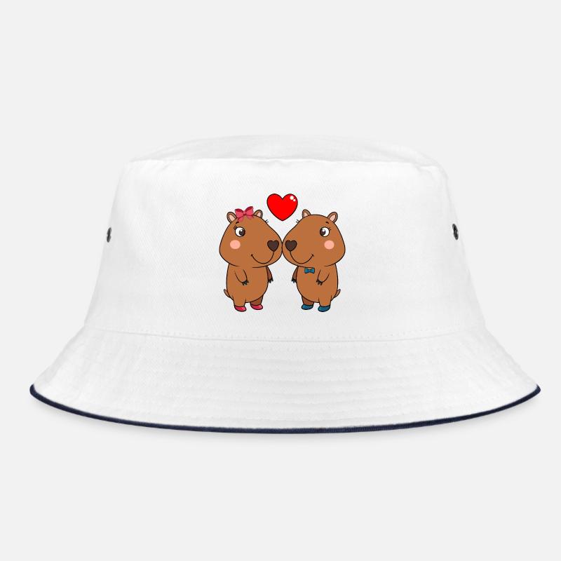 Duo von niedlichen Tieren mit Herz Bucket Hat