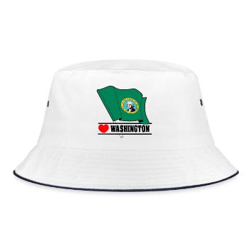 Flag Washington heart WASHINGTON - Bucket Hat - white/navy - Front