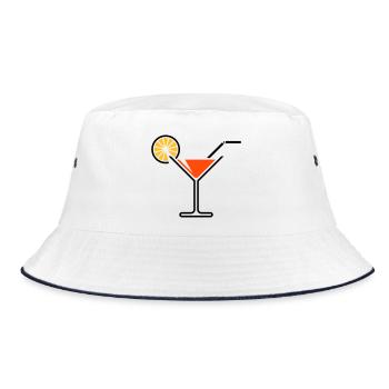 Cocktail Glass / Martini Glass + (Orange) - Bucket Hat - white/navy - Front