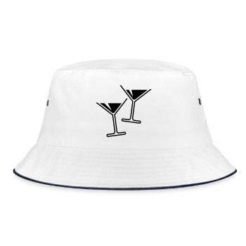 2 verres à cocktail / cocktail / martini – (noir) - Bob - blanc/marine - Devant
