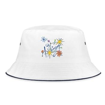 Virgo – Playful Zodiac Illustration - Bucket Hat - white/navy - Front
