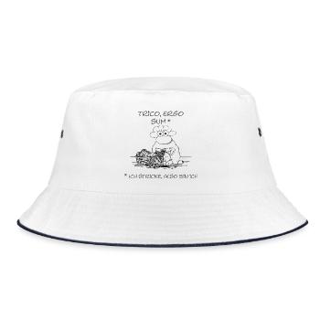 Trico ergo sum - Sheep motif for handicraft fans - Bucket Hat - white/navy - Front