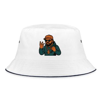 Rapper – mic in hand, style in the blood - Bucket Hat - white/navy - Front