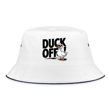 Duck Off - Funny Cartoon Duck with Attitude - Bucket Hat - white/navy - Front