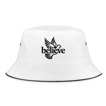 believe pigeon - Bucket Hat - white/navy - Front