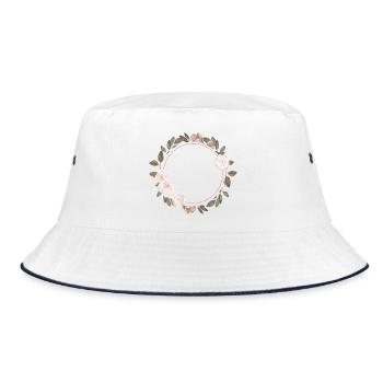 Flowers in round frame / Vintage and stylish - Bucket Hat - white/navy - Front