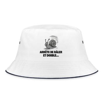 Führerschein, Schnecke, Geschwindigkeit - Bucket Hat - Weiß/Navy - Vorne