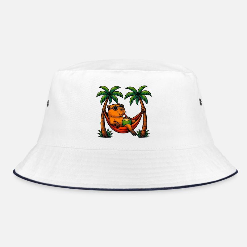 Tropical capybara Relaxing in Coconut Hammock Bucket Hat