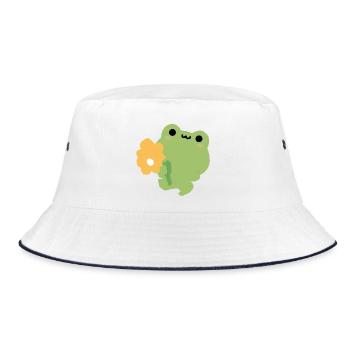 Romantischer Frosch - Bucket Hat - Weiß/Navy - Vorne