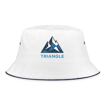 Geometrisches Bergmotiv mit Dreiecken - Bucket Hat - Weiß/Navy - Vorne