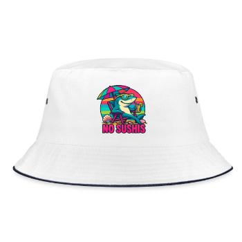 Shark at the Beach in No Worries Cool Mode - Bucket Hat - white/navy - Front