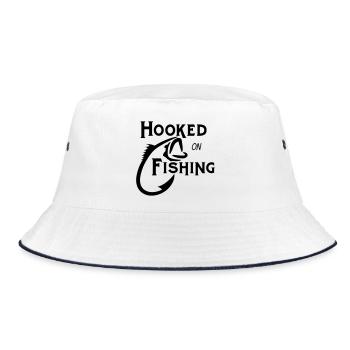 Hooked on Fishing Bold Bass Art - Bucket Hat - white/navy - Front