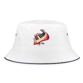 Elegance in motion: the curved piano - Bucket Hat - white/navy - Front