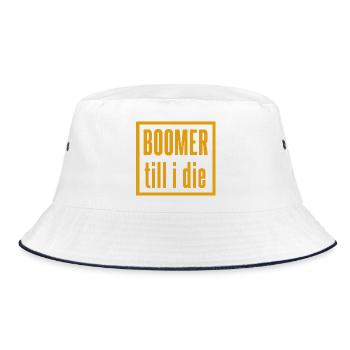 Vintage Boomer Slogan Design - Bucket Hat - white/navy - Front