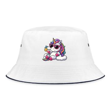 Beautiful Unicorn Rainbow Clouds Holiday - Bucket Hat - white/navy - Front