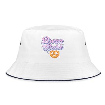 brezn babe / Pretzel / Bayern girl - Bucket Hat - white/navy - Front
