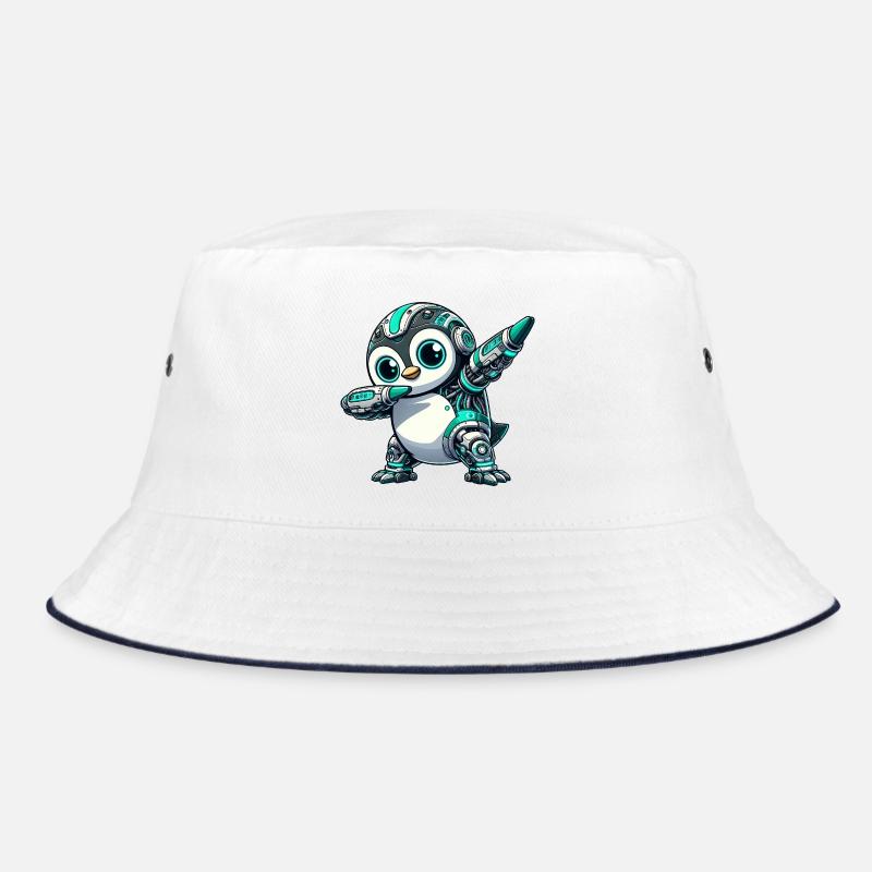 Cool Penguin Astronaut with Dabbing Cyborg Bucket Hat