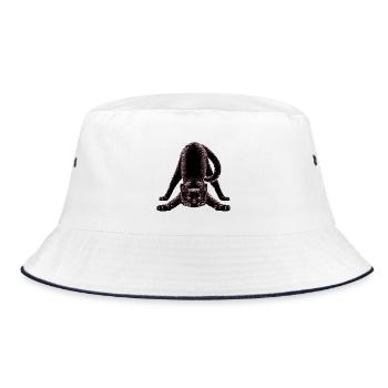 Black cat in yoga pose - Bucket Hat - white/navy - Front