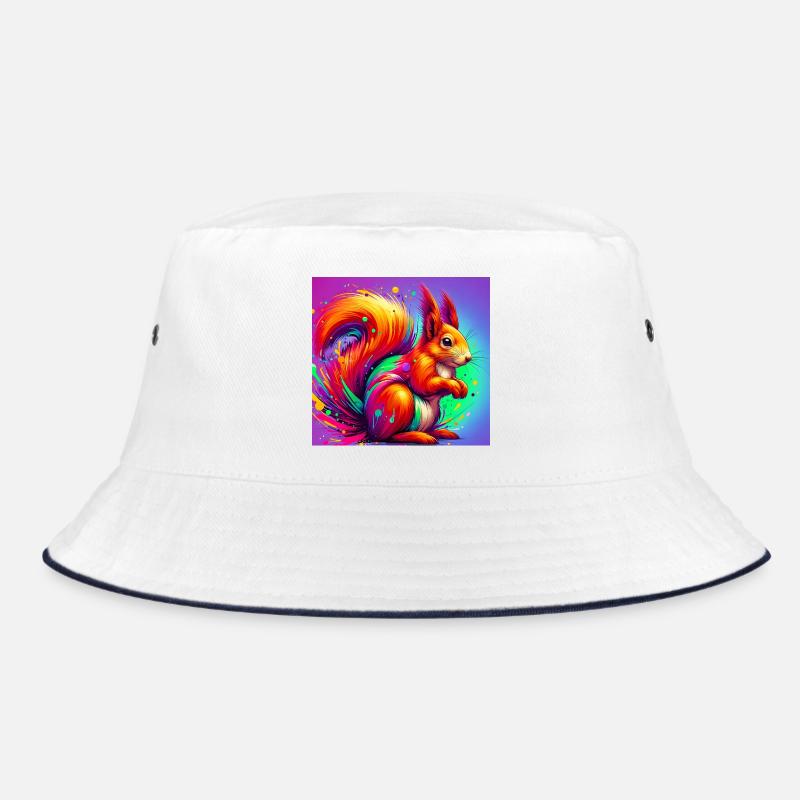Eichhörnchen - Bucket Hat - Weiß/Navy