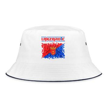 Lanzarote Inselthaulschrift mit Wappen - Bucket Hat - Weiß/Navy - Vorne