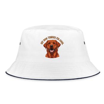 Lustiger Hund Spruch, my dog thinks i ́m cool - Bucket Hat - white/navy - Front