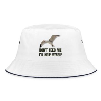 Seagull with Bold Statement - Bucket Hat - white/navy - Front