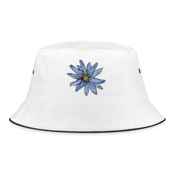 Aquarell-Artistik Gänseblümchen Design - Bucket Hat - Weiß/Navy - Vorne