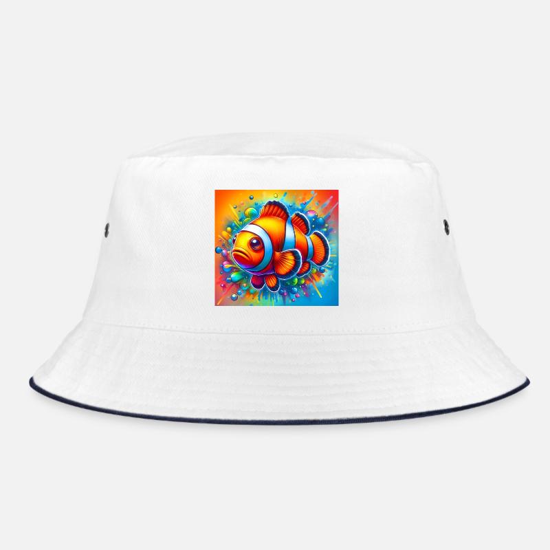 Clownfisch - Bucket Hat - Weiß/Navy