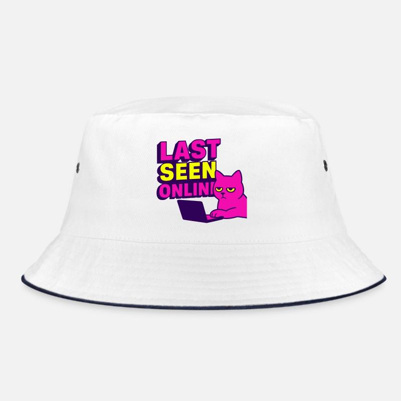 Last seen online: Meme design with annoyed cat Bucket Hat