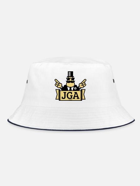 JGA hand signals (bachelor party / 2C) - Bucket Hat - white/navy - Front