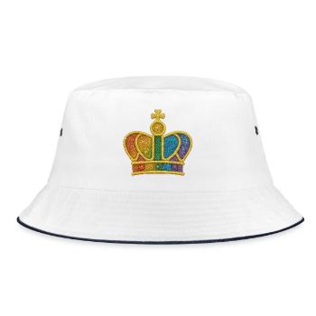 Colorful glitter crown design - Bucket Hat - white/navy - Front
