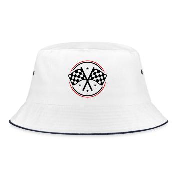 Racing race flag checkered flag - Bucket Hat - white/navy - Front