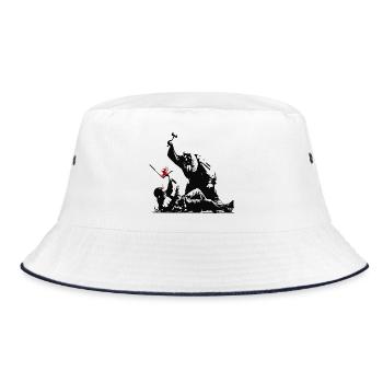 Banksy Street Art gegen Zensur Protest - Bucket Hat - Weiß/Navy - Vorne