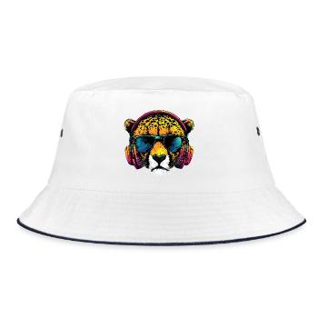Gepard Cheetah Raubkatze Katzen Liebhaber Geparden - Bucket Hat - Weiß/Navy - Vorne