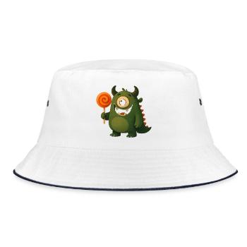 Googly Eyes Monster with Lollipop - Bucket Hat - white/navy - Front