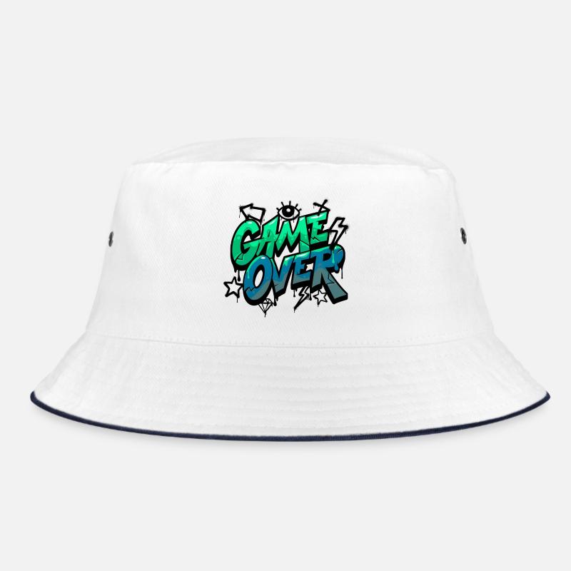 Game Over Neon Graffiti Design - Bucket Hat - Weiß/Navy