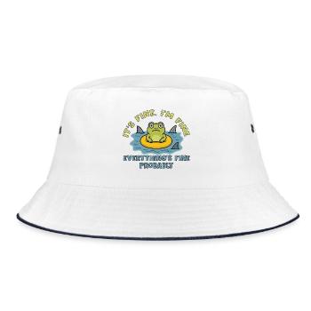 Humorous frog on swollen root - Bucket Hat - white/navy - Front
