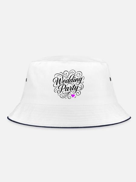 Hochzeit Party Hochzeitsfeier - Bucket Hat - Weiß/Navy - Vorne
