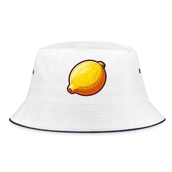 Zitrone Pop Art Gelb - Bucket Hat - Weiß/Navy - Vorne
