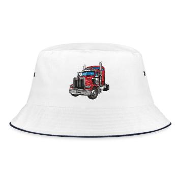 Red Truck Illustration - Bucket Hat - white/navy - Front