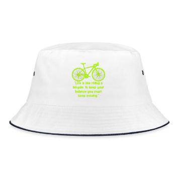 Bike Balance Neon Text - Bucket Hat - white/navy - Front