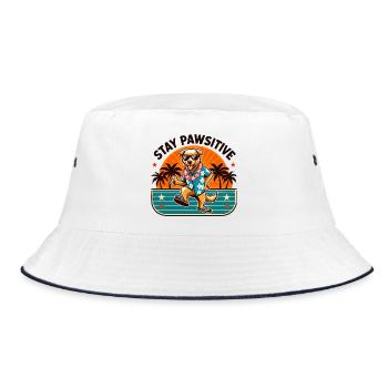 Stay Pawsitive - Hawaiian Dog with Summer Vibes - Bucket Hat - white/navy - Front