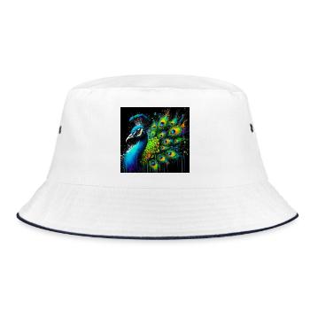 Pfau - Bucket Hat - Weiß/Navy - Vorne